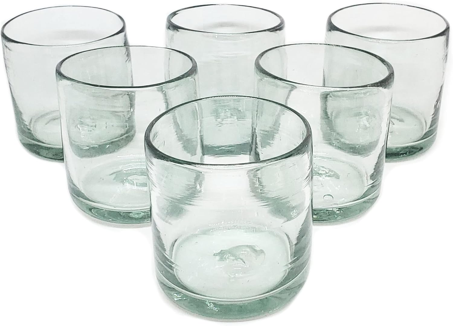 MexHandcraft Clear Blown 8 oz DOF Rocks Glasses (set of 6) Mexican Handmade Glassware, Recycled Glass, Lead-free, Toxin-Free (DOF Rocks)