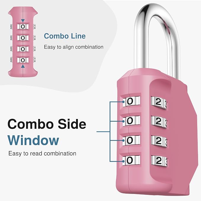 Puroma Paquete de 4 candados de combinación de 4 dígitos impermeables para casilleros de gimnasio, cajas de herramientas, puertas, vallas, almacenamiento, taquilla deportiva, gabinetes