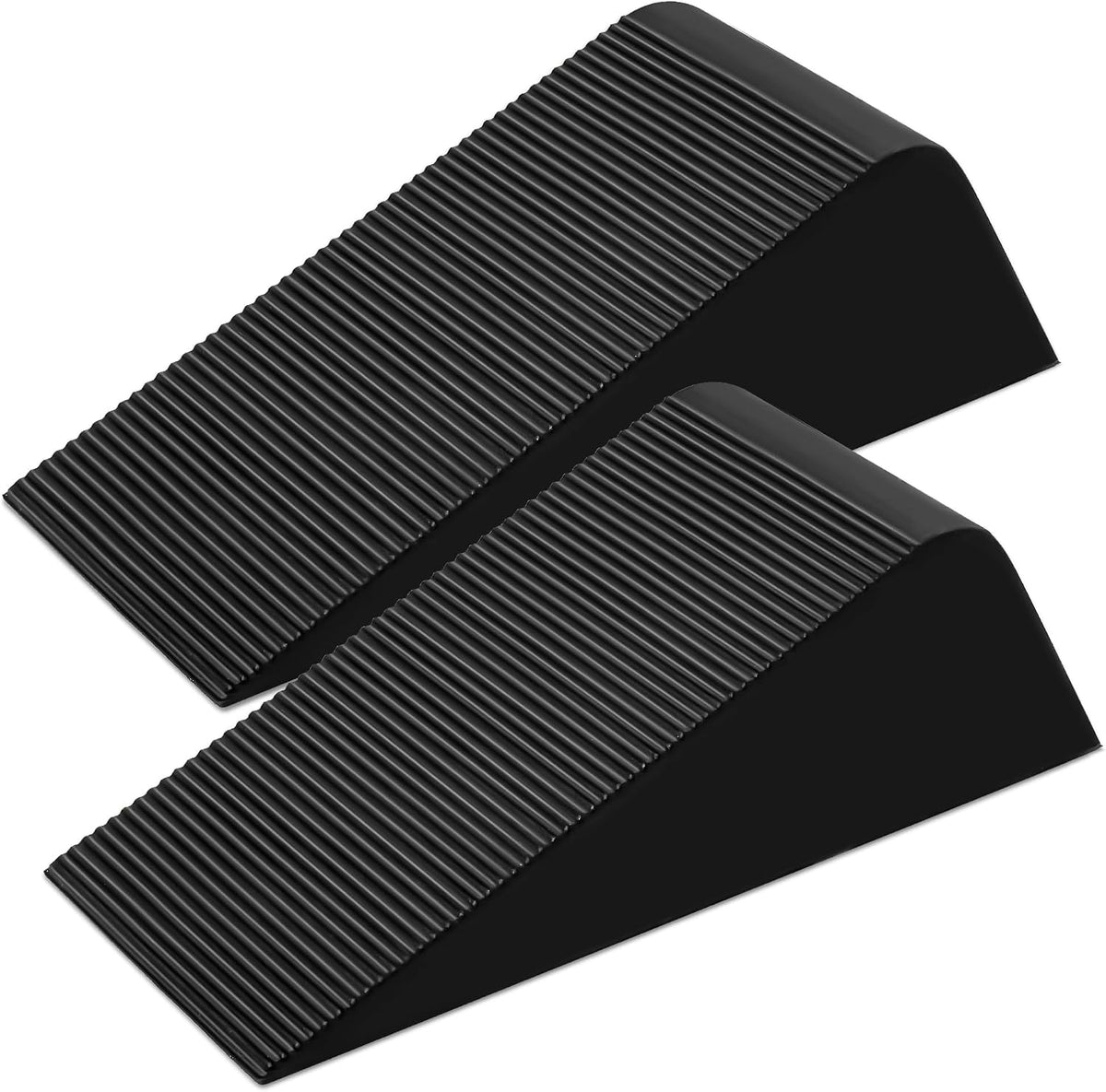 Set de 2 Topes de Puerta Grandes de Goma | Cuña Antideslizante hasta 2 Pulgadas de Alto | Negro Resistente para Hogar, Oficina y Uso Comercial