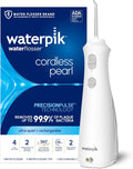 Irrigador bucal portátil recargable Waterpik Cordless Pearl para el cuidado de dientes, encías, ortodoncia y viajes. Extra silencioso, 4 boquillas para hilo dental. Aprobado por la ADA. Modelo WF-13 blanco. Exclusivo de Amazon.