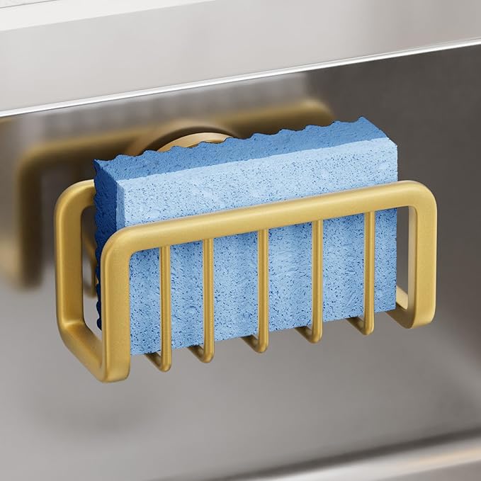 Portaesponja TAILI con Ventosa Fuerte para Fregadero – Organizador de Cocina Dorado