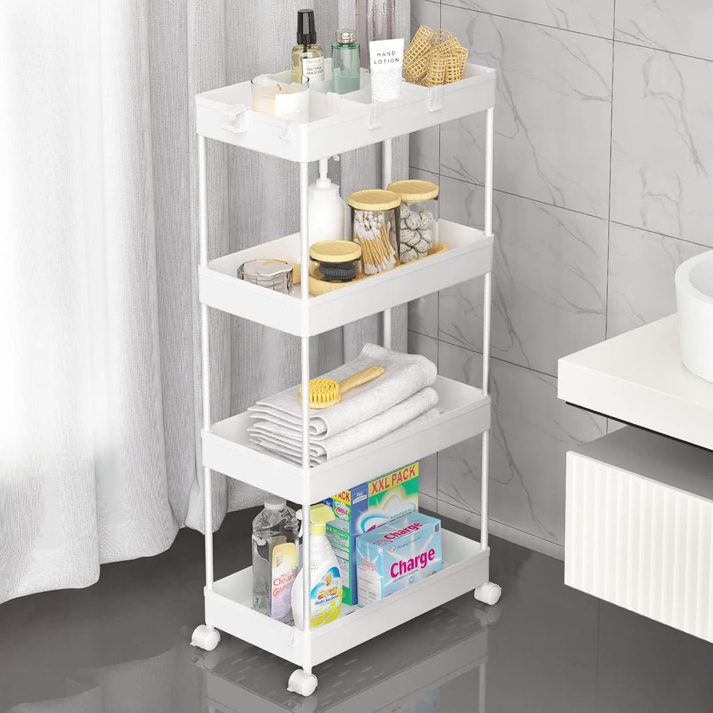 Carrito Rodante SPACELEAD 4 Niveles con Ruedas | 3 Cestas Colgantes | Organizador Manualidades Arte Cocina Oficina | Fácil Montaje | 1 Unidad
