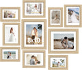 Povrgive Picture Frames Set of 10-8x10, 5x7, 4x6 Photo Frames, Gallery Frame Set for Collage Wall Decor, Wood Frame with Glass Front and Mat Options for Wall and Tabletop Display, Wood