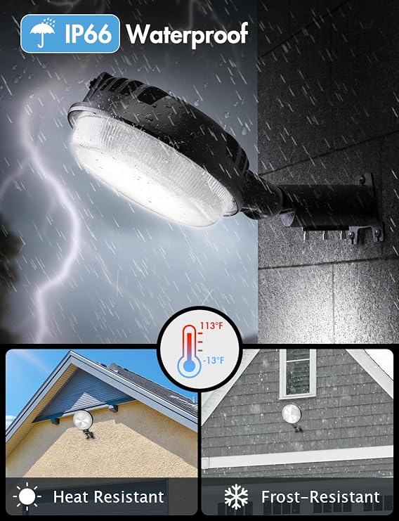 Lámpara LED para granero de 180 W, 20000 lúmenes, con fotocélula, sensor crepuscular, luz diurna de 6500 K, ángulo ajustable, resistente al agua IP66, ideal para granjas, graneros, garajes, patios y almacenes.