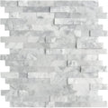 SUNWINGS Mosaico autoadhesivo de piedra natural 3D, 5 láminas, 29,2 cm x 27,2 cm, para salpicaderos de cocina, baño, chimenea y tocador, gris mixto