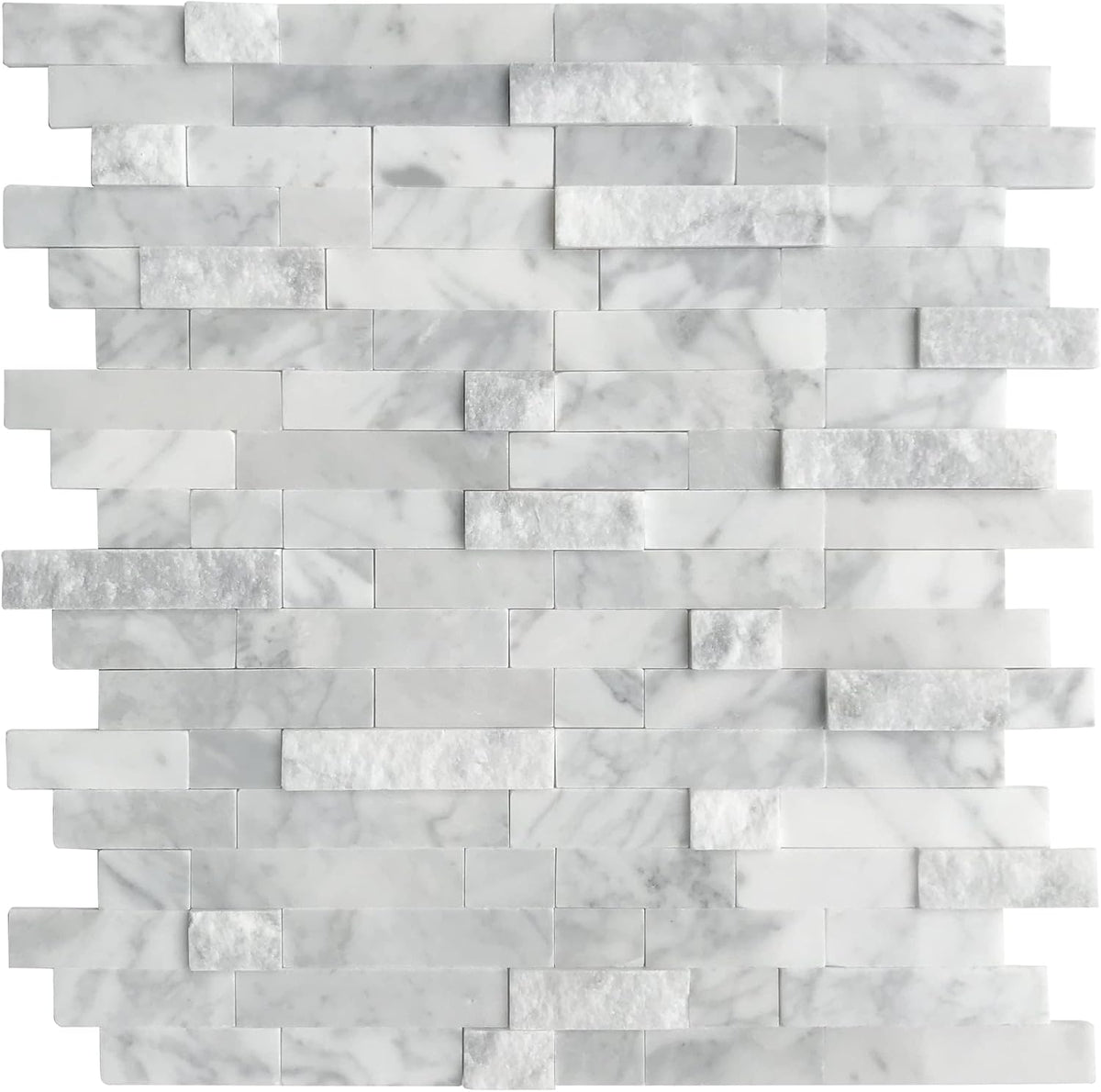 SUNWINGS Mosaico autoadhesivo de piedra natural 3D, 5 láminas, 29,2 cm x 27,2 cm, para salpicaderos de cocina, baño, chimenea y tocador, gris mixto