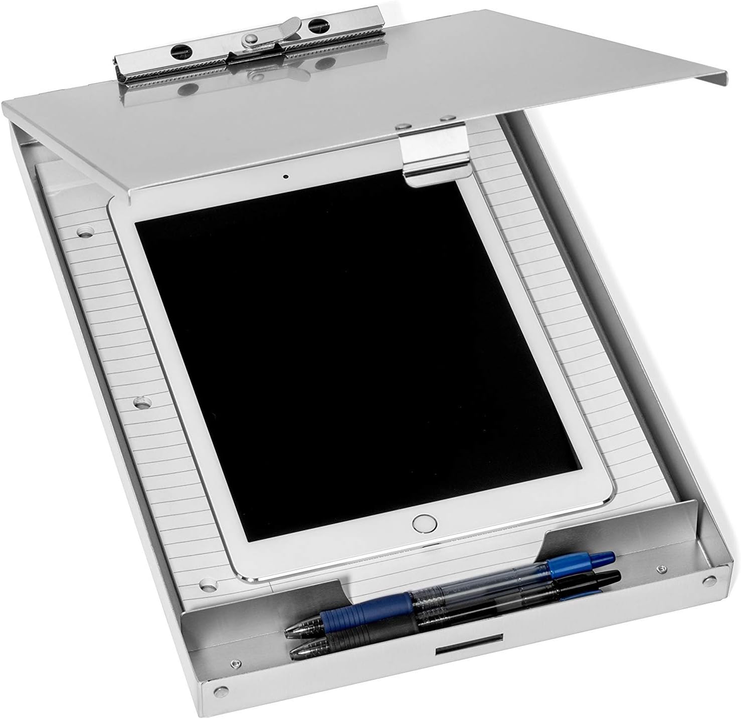 Portapapeles con Compartimento de Almacenamiento Blue Summit Supplies – Aluminio, Clip para Carta, Oficina y Obra