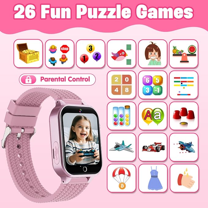 Smartwatch Educativo para Niños con Pantalla Táctil 1.5'', 26 Juegos, Cámara HD, Audiolibro y Más — NO INCLUYE CAJA, SOLO EL RELOJ Y CABLE DE CARGA, VER FOTOS