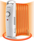 Homeleader Oil Filled Radiator Heater with Adjustable Thermostat, Electric Personal Heater with Overheat Safety, for Home and Office, 700W, White