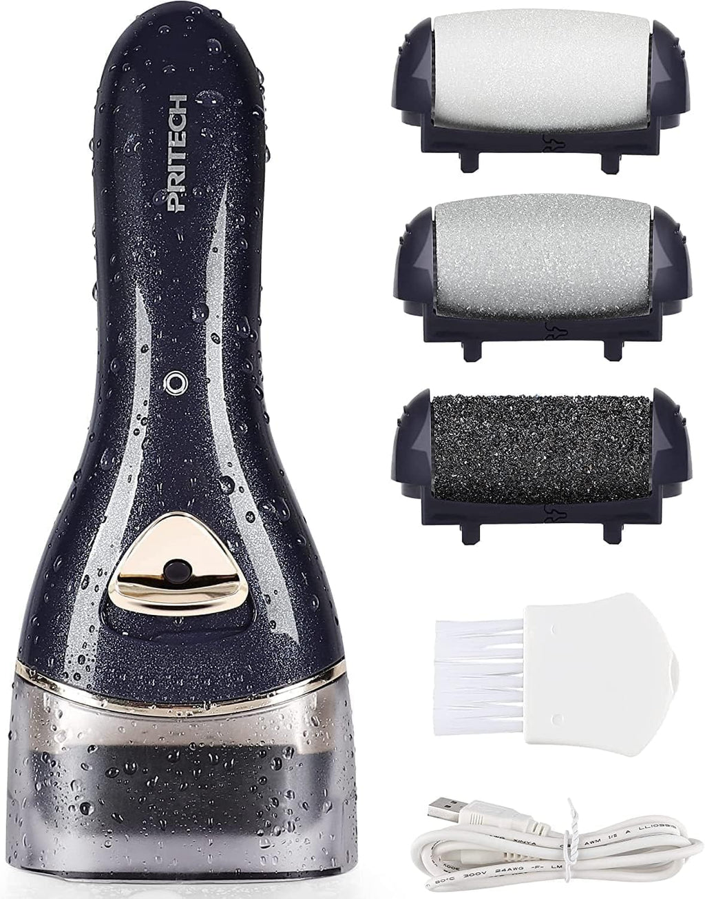 Removedor Electrico de Callos para Pies Recargable | Lima de Pie Electronica Portatil | Kit Profesional de Pedicura | Cuidado de Piel Seca, Dura y Agrietada | Regalo | Negro