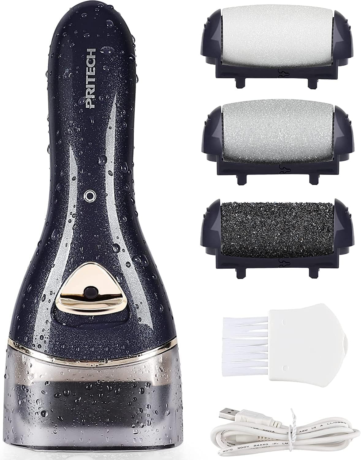 Removedor Electrico de Callos para Pies Recargable | Lima de Pie Electronica Portatil | Kit Profesional de Pedicura | Cuidado de Piel Seca, Dura y Agrietada | Regalo | Negro