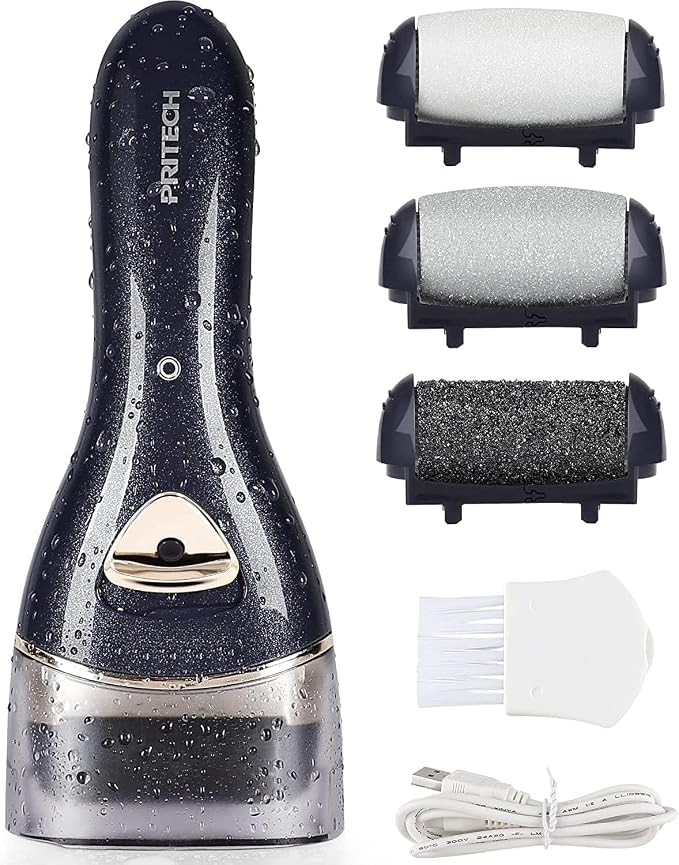 Removedores eléctricos de callos para pies, recargables, herramientas electrónicas portátiles de pedicura, kit de eliminación de callos eléctrico, cuidado profesional de pies de Pedi para piel seca y agrietada, regalo ideal (negro)