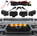 Seven Sparta 4 PCS Grill Led Lights with Fuse Adaptor Compatible with 2020-2023 Toyota Tacoma TRD Off Road & Sport OEM Front Grille, Half-Cover (Amber Light with Black Shell)