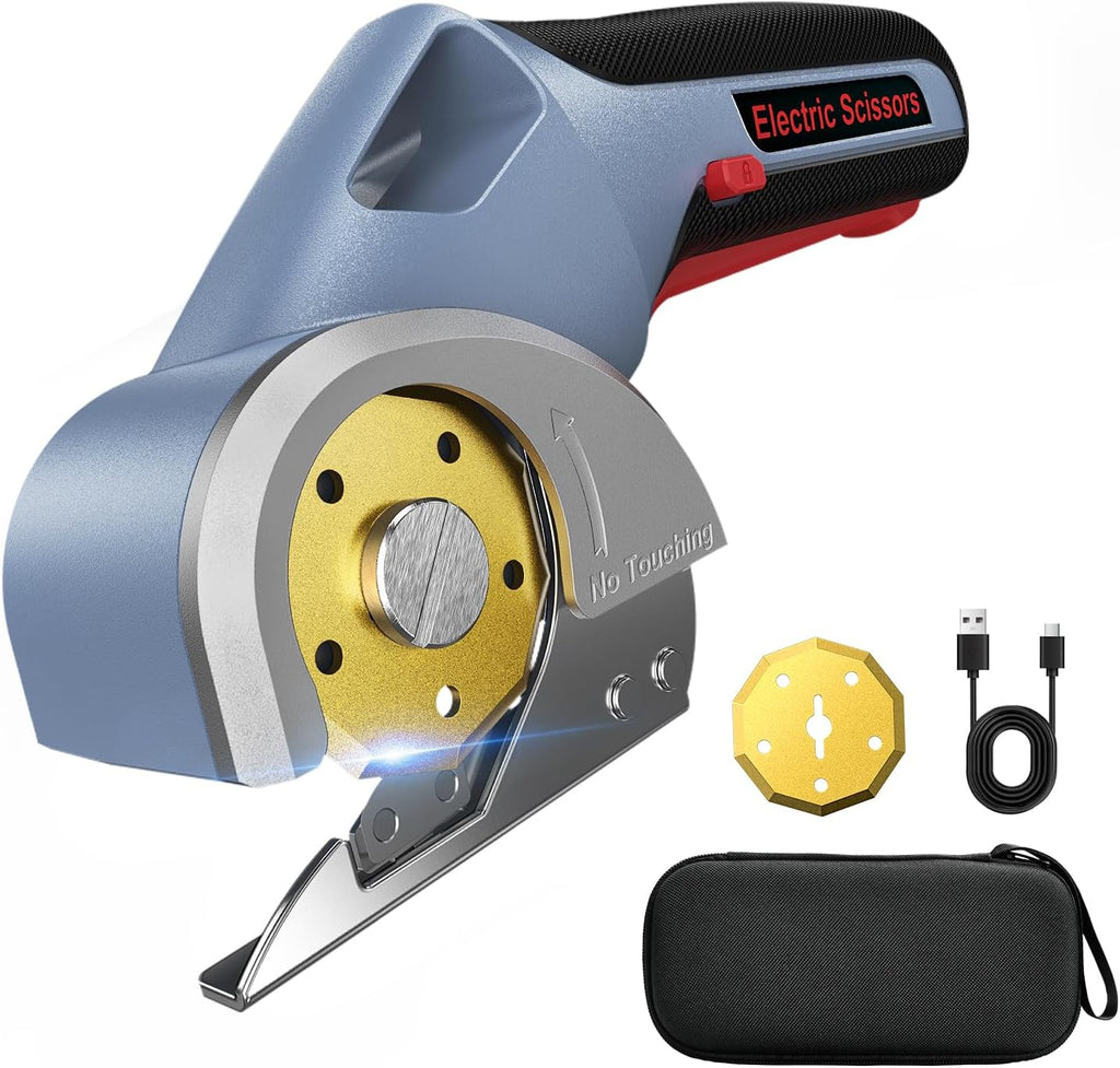 Giosuan 2026 Upgrade 4V Cordless Cutting Tool, Cardboard Cutter with 2 Titanium Blades, 2000mAh Battery, Electric Chop Saw for Fabric, Cardboard, Leather, Carpet - Glacier Blue