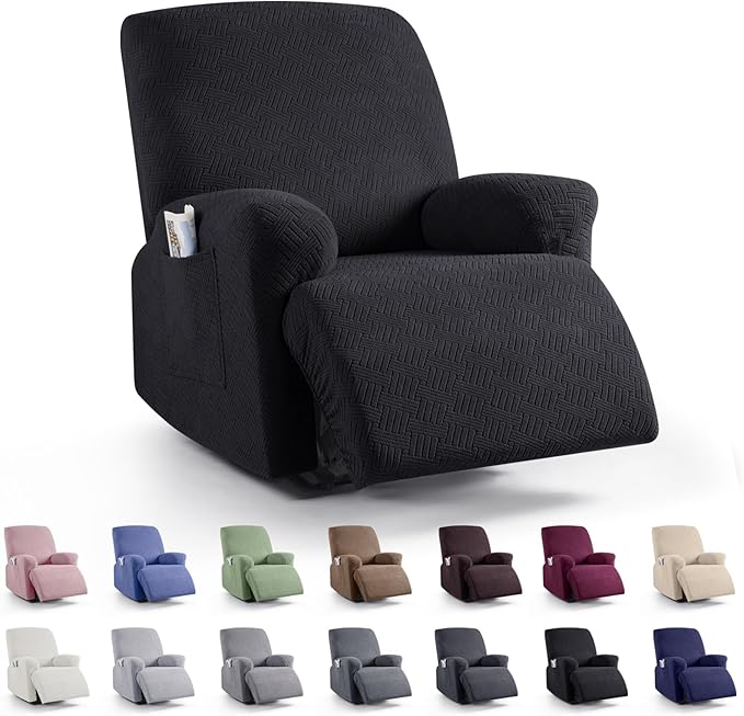 KinCam Fundas para Reclinables, Fundas Elásticas para Sillas Reclinables, Fundas para Sofá Reclinable con Rayas Jacquard