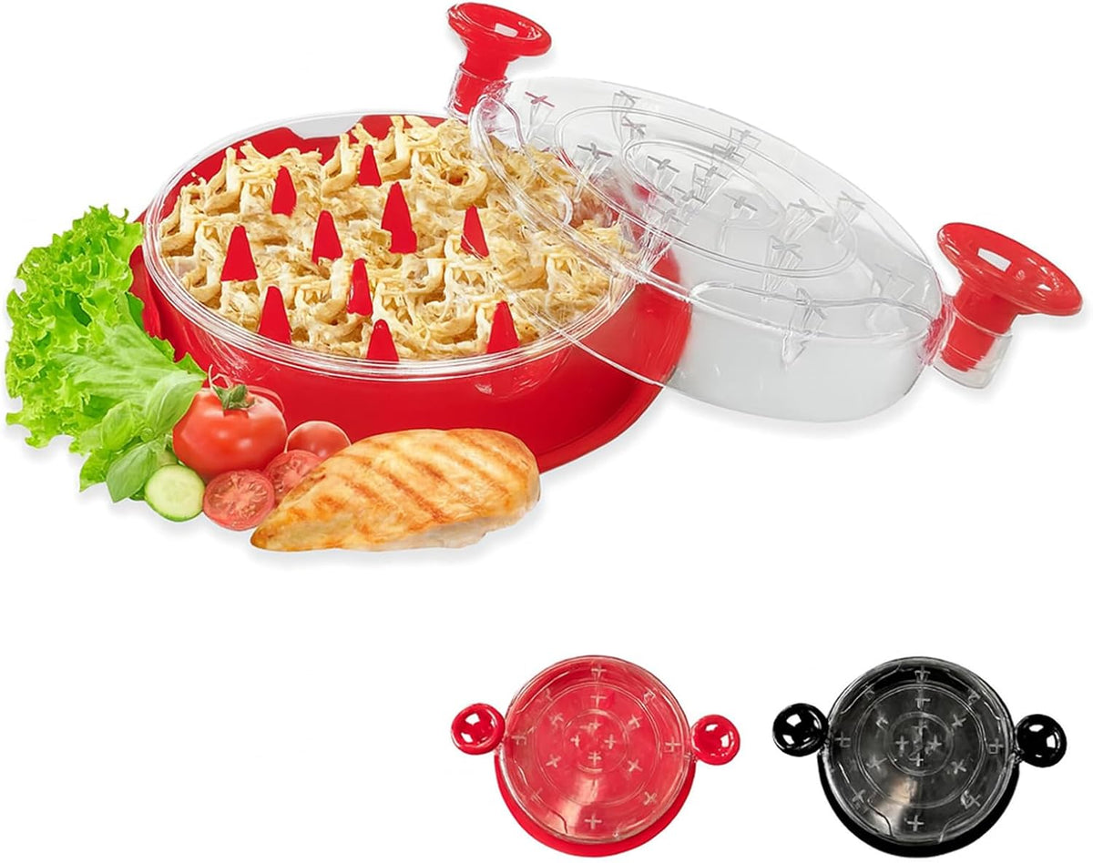 Desmenuzador de pollo Dulzstud Twist con inserto extraíble, desmenuzador de carne de pechuga de pollo, tira antideslizante resistente, mango ergonómico, libre de BPA, Desmenuzador de pollo-B1-Red