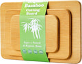 Juego de 3 tablas de cortar de bambú con ranura para jugo, tabla de cortar de madera con recortes de asa, tabla de cortar de cocina para carne, queso y verduras, bandeja para servir bloques de carnicero
