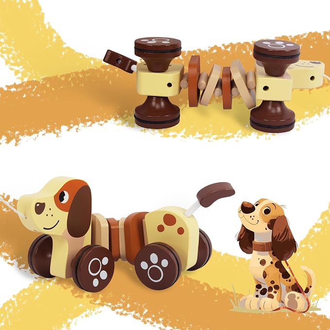 Juguetes de Bebé Coche, Juguetes de Madera para Tirar para Niños Pequeños, Juguetes de Desarrollo para Niña o Niño de 1 Año, Regalo de Cumpleaños