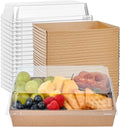 Ocmoiy Cajas para Charcuteria 18x13 cm con Tapa Transparente | Pack de 50 Cajas de Papel para Reposteria con Ventana | Contenedores Desechables para Sandwiches, Fresas, Galletas y Cupcakes | Cafe