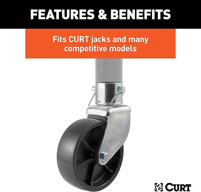 Rueda de Repuesto para Gato de Remolque CURT 28276 — 6 Pulgadas, Tubo de 2", Capacidad 1,200 lbs