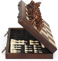 Juego de ajedrez magnético de madera para adultos y niños, tablero de ajedrez de 17 pulgadas con piezas hechas a mano, plegable, portátil, para viajes, juego de ajedrez único para torneos, principiantes profesionales. 