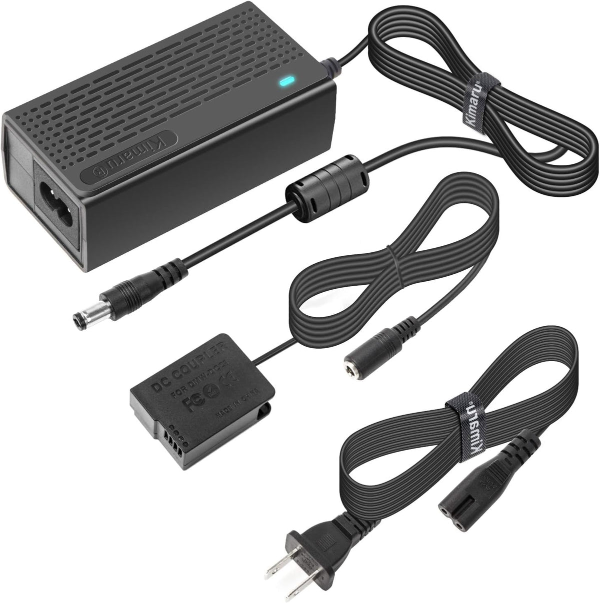 Kit Kimaru DMW-DCC8 Acoplador DC, Batería Simulada DMW-BLC12, Adaptador de Corriente AC DMW-AC8 para Cámaras Panasonic Lumix G7 G85 G95 GH2 GX8 FZ1000 FZ300 FZ2500 G5 G6 G80 G81 G90 G99