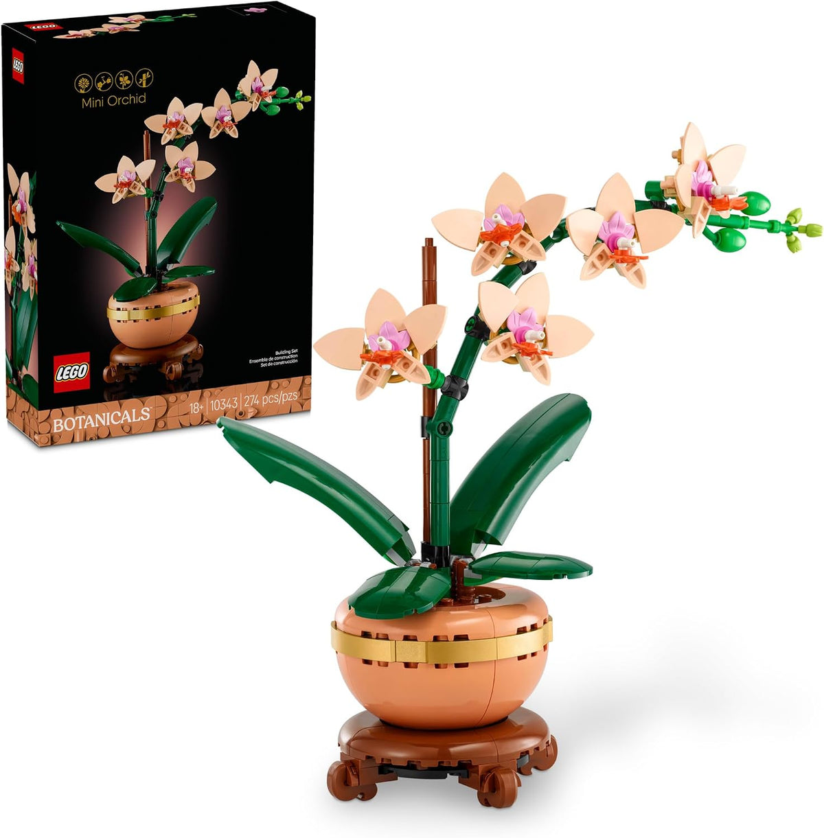 LEGO Botanicals Mini Orquídea 10343 – Set de Construcción para Adultos +18, Planta Artificial Decorativa para Mesa y Oficina