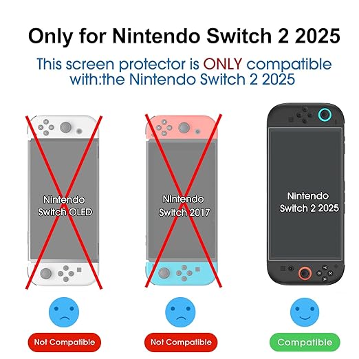 amFilm Protector de pantalla de vidrio templado para Nintendo Switch 2 7.9" 2025 (paquete de 2), acabado mate