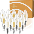 Juego de bombillas LED E12 regulables para candelabros, 4 W, equivalente a 40 W, 2700 K, luz cálida estilo vintage, bombilla de vela para candelabro, ventilador de techo, aplique