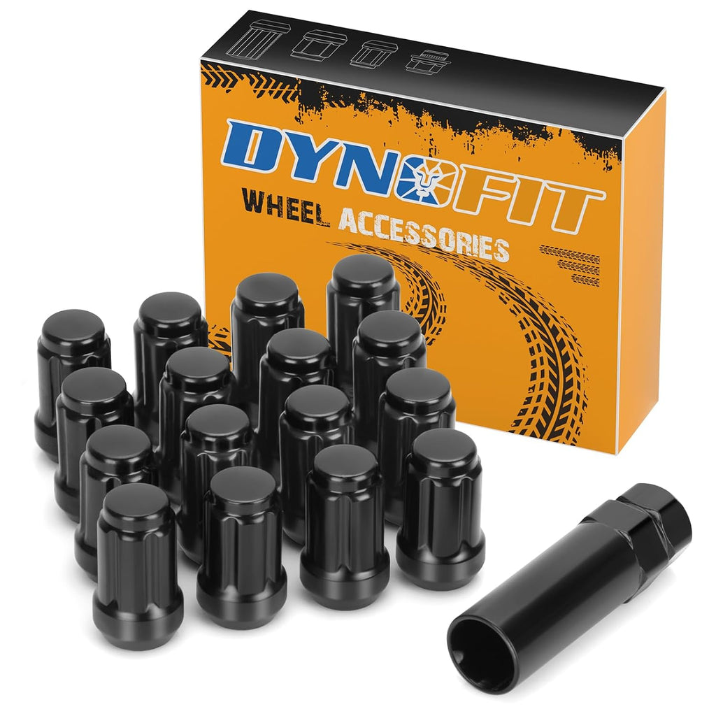 Tuercas de rueda M12x1.5 para ATV, negras, Dynofit (16+1) Tuercas de rueda estriadas de 12 mm x 1.5, repuesto para Polaris Ranger XP 900/1000, General 1000, RZR S 900, XP 1000, Pioneer 500, 700, 1000, llave hexagonal de 19 mm/21 mm