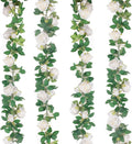 TELDRASSIL 4 piezas (26 pies) Guirnalda de rosas artificiales de seda para colgar, ideal para decoración de arcos, fondos de bodas y jardines (Blanco)