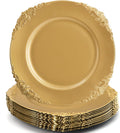 Platos Base Dorados Okllen 33 cm con Borde en Relieve | Pack de 12 | Catering Bodas Decoración de Mesa | 12 Unidades