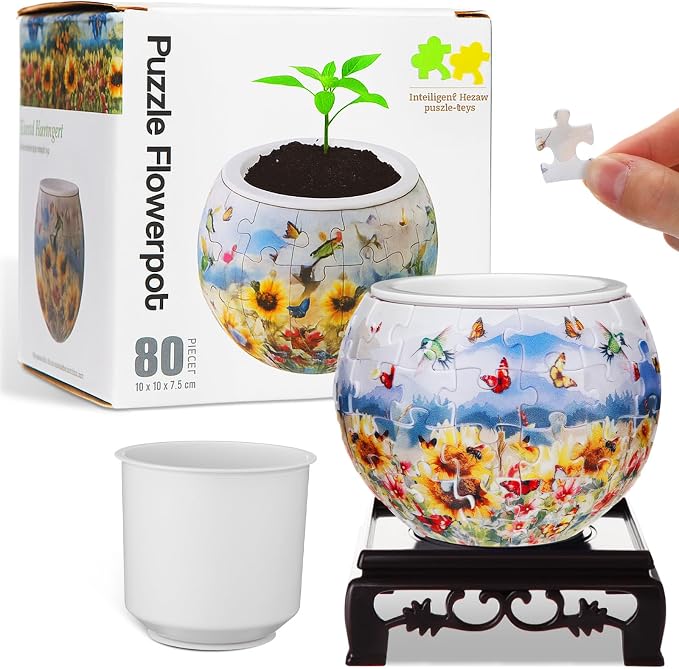 Silipull Jarrón Rompecabezas 3D Jarrón Rompecabezas de Flores 3D Elaborado a partir de 160 piezas de plástico curvo. DIY. Regalo para inauguración de casa para arreglos florales y decoración del hogar