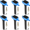 Hurotoms 6PCS Ignition Coil Pack and 6 PCS Iridium Spark Plug Compatible with Dodge Ram ProMaster 1500 2500 3500 Chrysle Jeep Cherokee Wrangler 3.6L V6, Replace for UF648 C1791, Blue