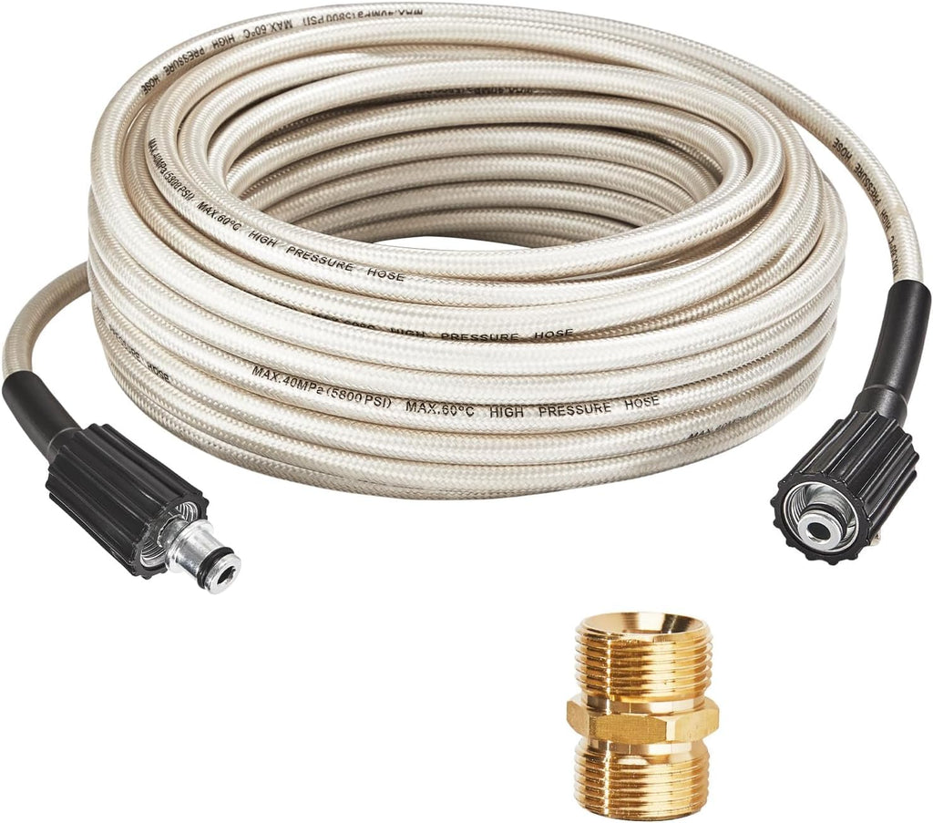 Manguera extralarga mejorada de 65 pies para hidrolavadora, 1/4 de pulgada, 3000 PSI, M22-14 mm, flexible, accesorio de repuesto para hidrolavadora con conexión rápida para hidrolavadoras eléctricas de alta presión.