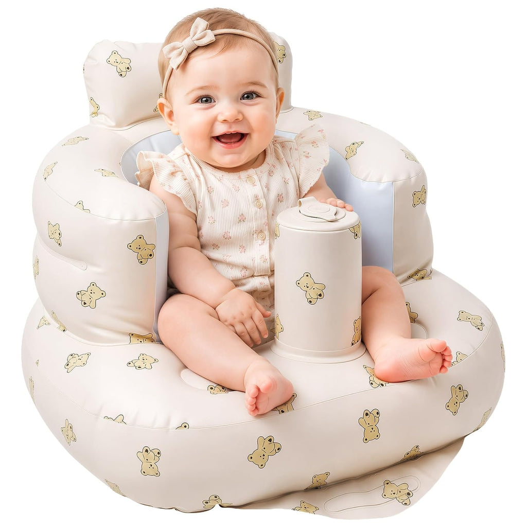 Asiento inflable para bebé con bomba de aire incorporada, asiento portátil para el suelo para bebés de 3 a 36 meses, silla para comer, silla de apoyo para bebés y niños pequeños, asiento de suelo para baby shower.