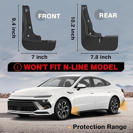 Guardafangos Muslogy para Hyundai Sonata 2024-2026 — 4 Piezas ABS, Sin Perforación, Todos los Climas