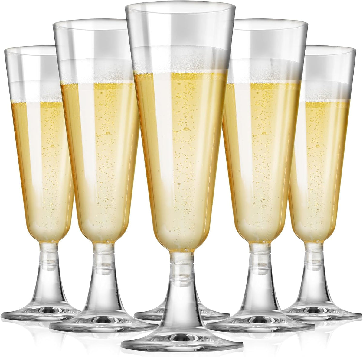 Copas de Champagne Desechables SUREHOME Pack de 100 – Plástico Transparente Irrompible Tipo Flauta para Bodas, Mimosas y Fiestas