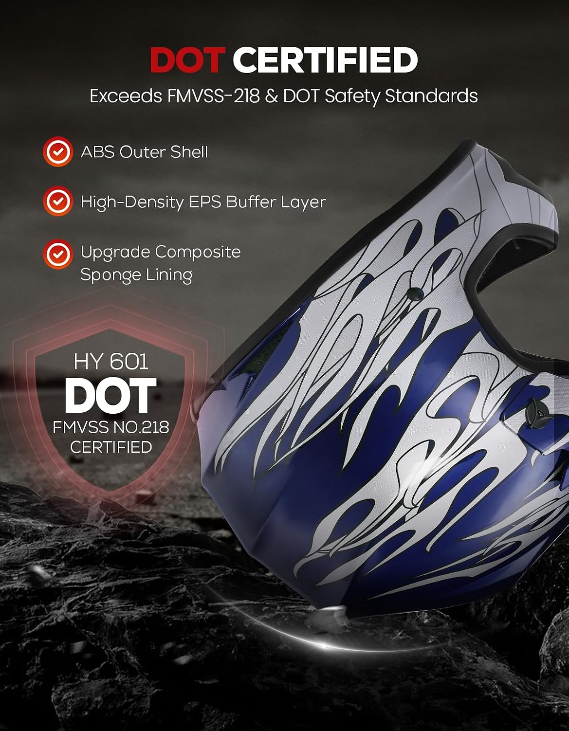 Juego de casco DOT con gafas y guantes para motocross, cuatrimoto y vehículos todoterreno para niños y jóvenes, diseño de calavera azul, talla S