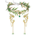 Set Diadema de Hada SWEETV con Orejas de Elfo y Aretes de Alas – Corona de Hojas para Halloween, Cosplay y Sesión de Fotos