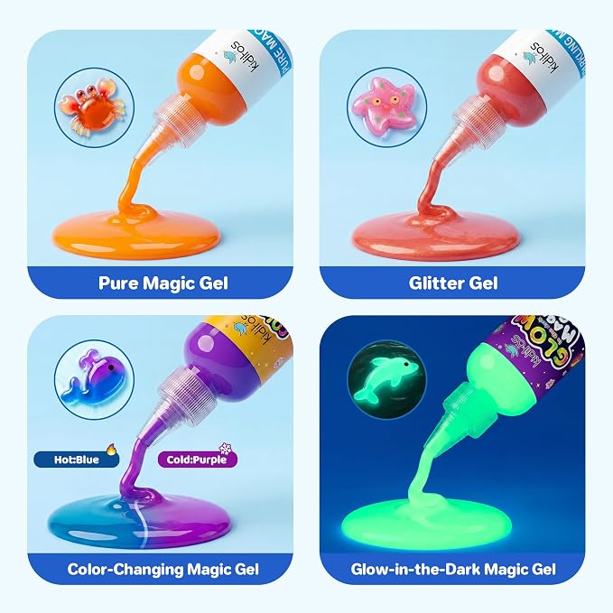 juguete mágico de elfo de agua – Squishies para niños, 20 geles y 10 moldes, juguete sensorial de mascotas de agua de gel mágico, divertido kit de manualidades DIY, recuerdos de fiesta