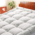 ES COLOR BLANCO COMPLETO-Cubrecolchón Short Queen para RV, Refrescante Extra Grueso Transpirable de Viscosa Hecha de Bambú, Acolchado Suave con Relleno Alternativo de Plumón de 1000 GSM (B