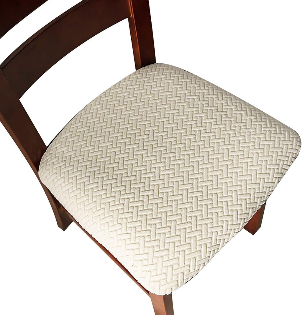 Fundas de Asiento para Silla de Comedor Fundas Deslizables de Asiento Fundas para Sillas de Cocina (Beige, 6 Piezas)