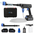 Hidrolavadora inalámbrica de 1200 PSI, portátil, con 2 baterías recargables de 20000 mAh, 6 modos ajustables, herramientas ligeras, boquilla 6 en 1 para coche/valla/jardín/suelo/patio.