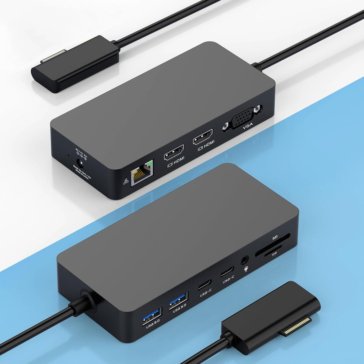 Estación de Acoplamiento Surface 12 en 1 – Triple Pantalla, Doble HDMI + VGA, Compatible con Surface Pro, Laptop, Book y Go