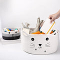 Cesta de almacenamiento tejida para gatos, organizador tejido con orejas, juguete decorativo de Navidad para mascotas, bonita canasta de cuerda de algodón para regalo