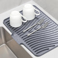TIKNIK Tapete de silicona para secar platos para encimera de cocina, almohadilla de secado de platos, almohadilla de drenaje antideslizante con drenaje integrado, tapete de secado de piedra resistente