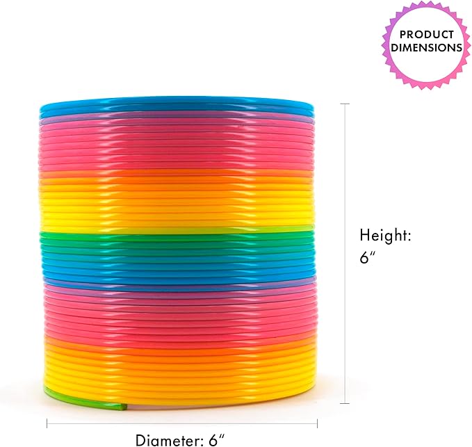 Slinkie - Juguetes gigantes de resorte helicoidal para niños, 6 pulgadas, gigante, arco iris, para regalo, gran novedad, juguetes de resortes enormes para fiesta de cumpleaños, divertido juguete