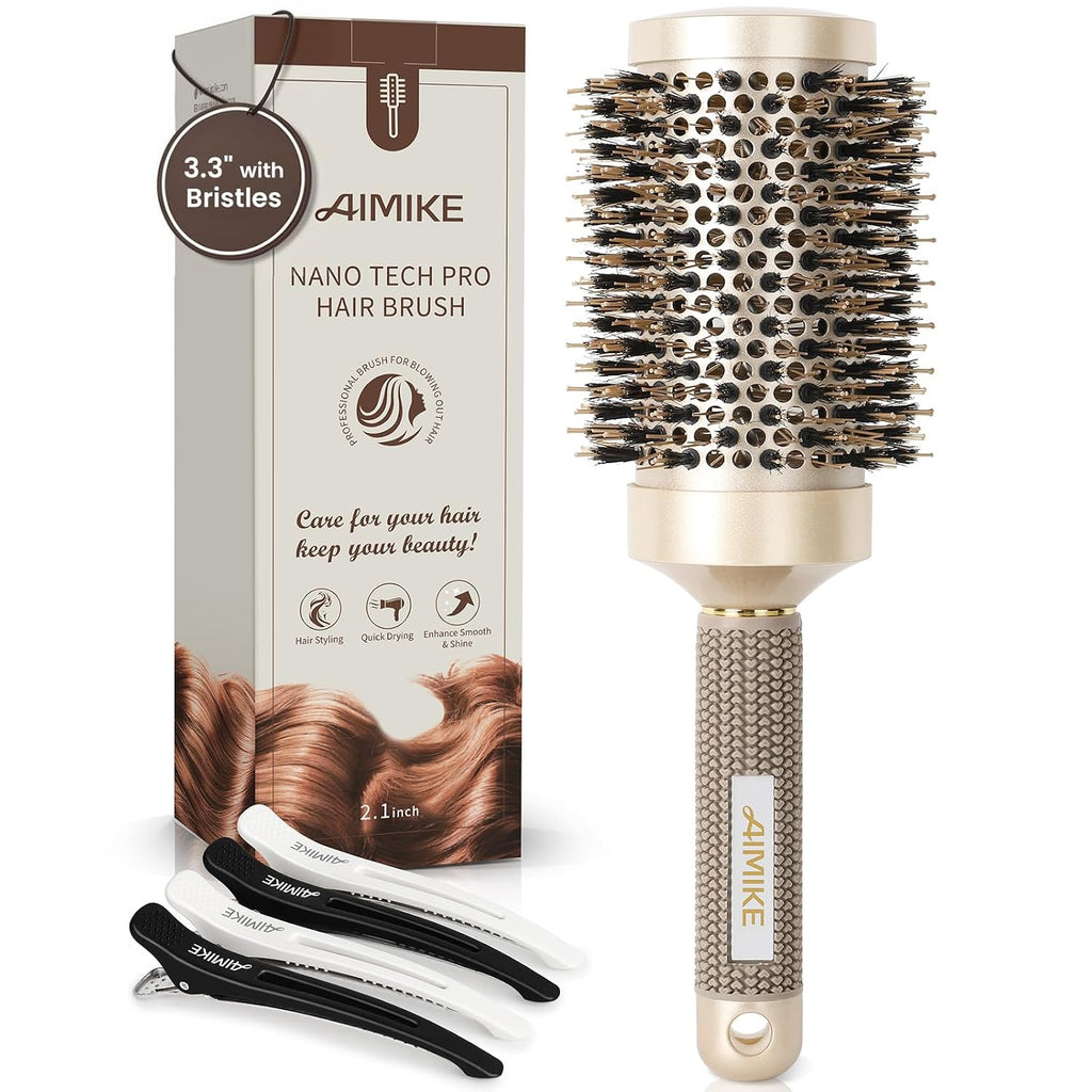 Cepillo redondo AIMIKE de 5,3 cm con cerdas de jabalí