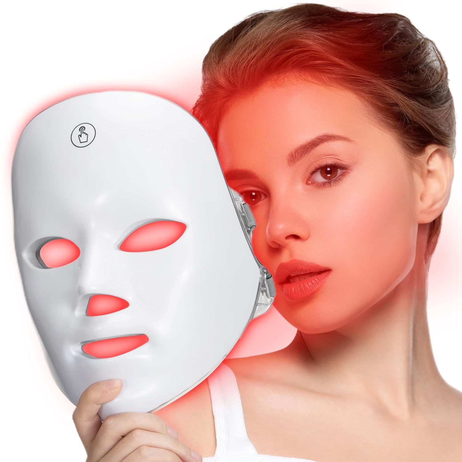 Máscara de Luz Roja SUERBEATY – 7 Modos de Color para Cuidado Facial Profesional en Casa